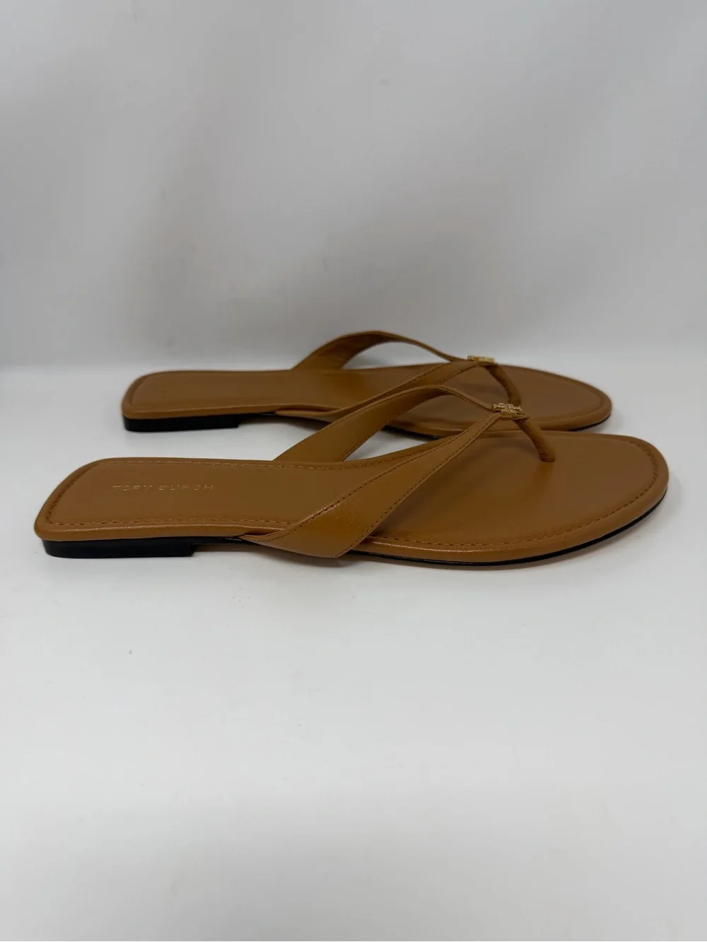 Tory Burch Classic Flip Flop Leather Camel Brown Size 8.5